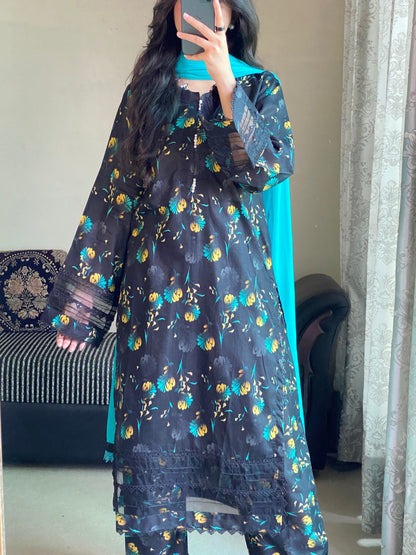 3 Piece - Lawn Printed Stitched Dress - 236