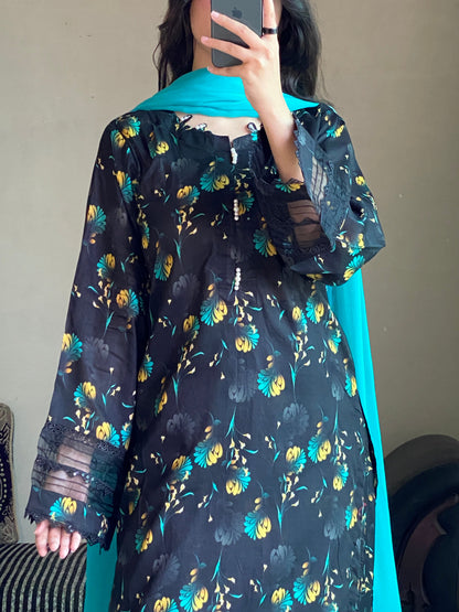 3 Piece - Lawn Printed Stitched Dress - 236