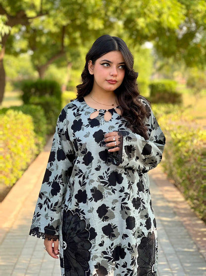 2 PC Khaddar Stitched Suit - 041 Black