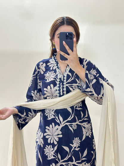 3 Piece -Dobby Lawn Stitched Dress -237