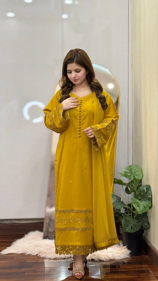 3-Piece Premium Lawn Stitched Suit-261