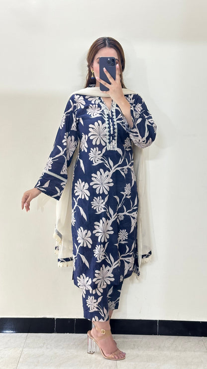 3 Piece -Dobby Lawn Stitched Dress -237