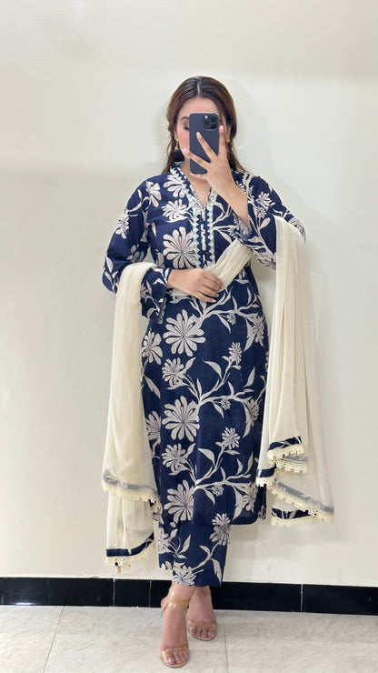 3 Piece -Dobby Lawn Stitched Dress -237