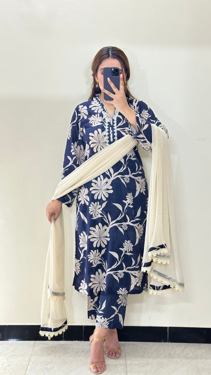 3 Piece -Dobby Lawn Stitched Dress -237