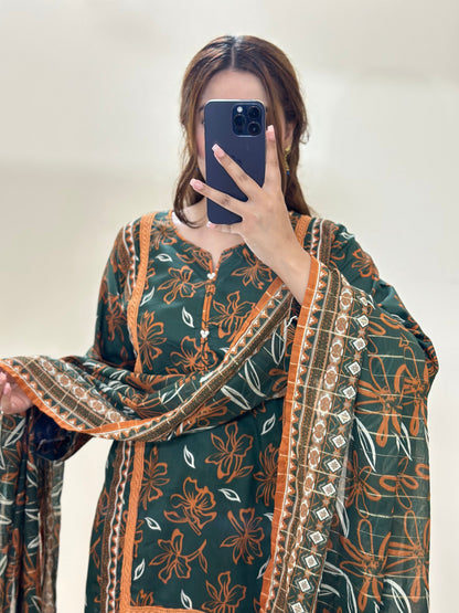 3 Piece Lawn Printed Stitched Dress - 023