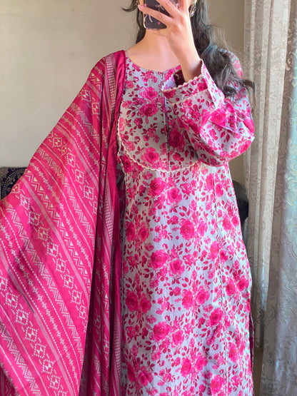 3 Piece-Pure Lawn Stitched Dress- 91