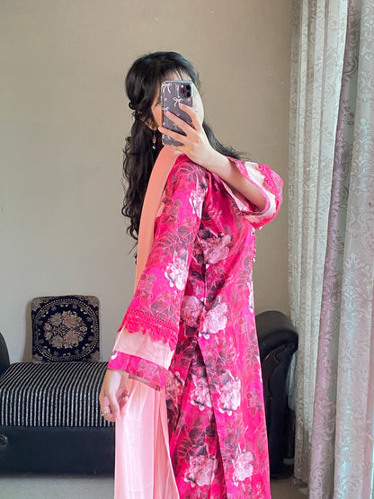 3 Piece- Lawn Printed Dress Stitched-092