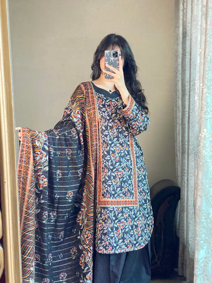 3 Piec-Pure Lawn Printed Stitched Dress - 093