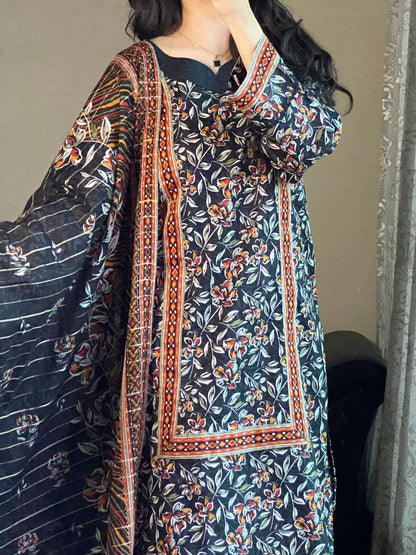 3 Piec-Pure Lawn Printed Stitched Dress - 093