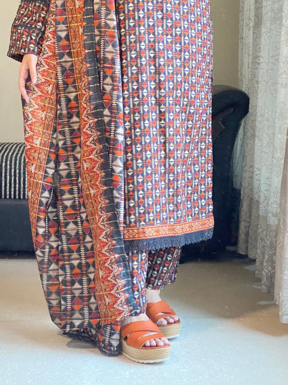 3 Piece -Pure Lawn Stitched Dress -130