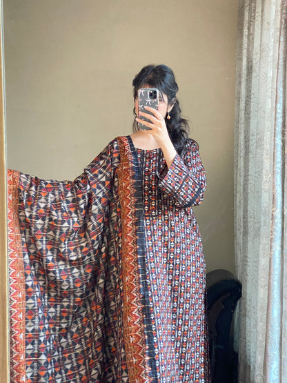 3 Piece -Pure Lawn Stitched Dress -130