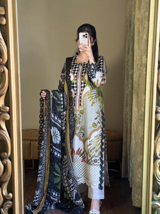 3 Piece - Embroidered Pure Lawn Suit-271