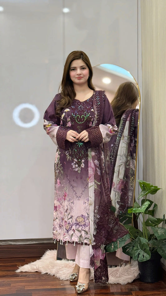 3 Piece - Embroidered Pure Lawn Suit-273