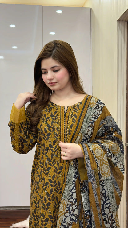 3 Piece - Printed Lawn Stitched Suit-274
