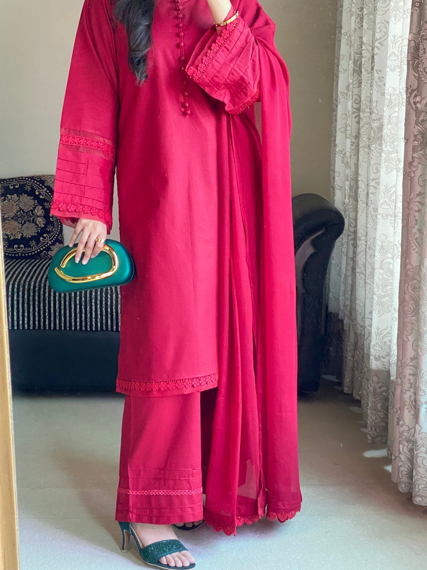 3-Piece Plain Khaddar Stitched Suit-215