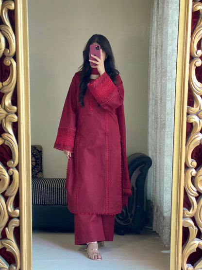 3-Piece Premium Cambric Lawn Stitched Suit-221