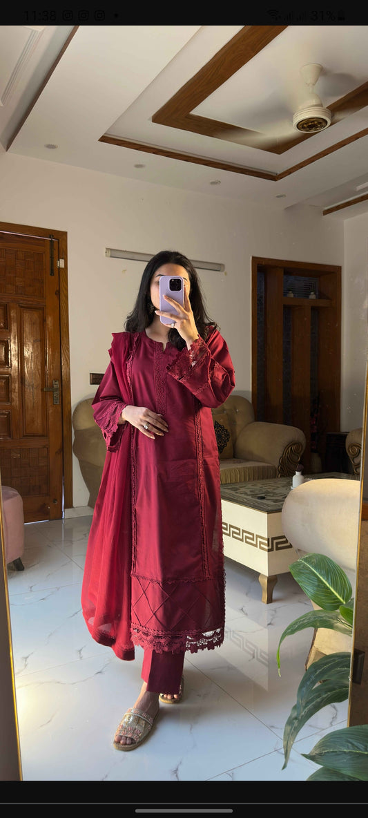 3-Piece Premium Lawn Stitched Suit-289