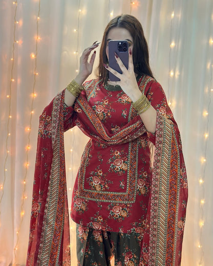 3 Piece Lawn Printed Stitched Dress - 015