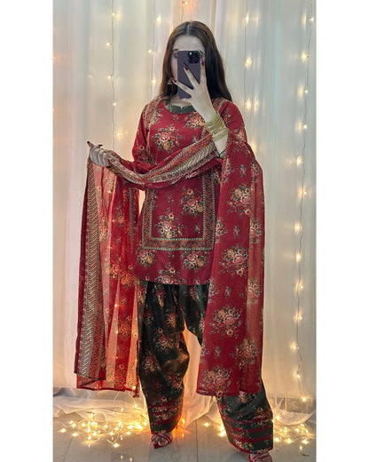 3 Piece Lawn Printed Stitched Dress - 015