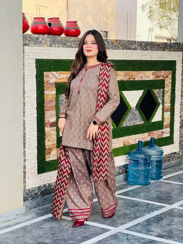 3-Piece Premium Lawn Stitched Dress-240