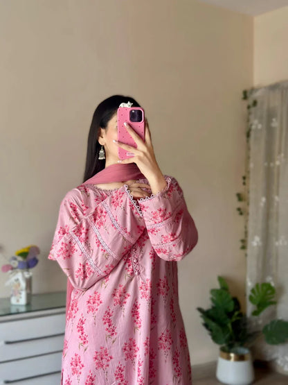 3 Piece - Pure Cotton Lawn Stitched Dress -243