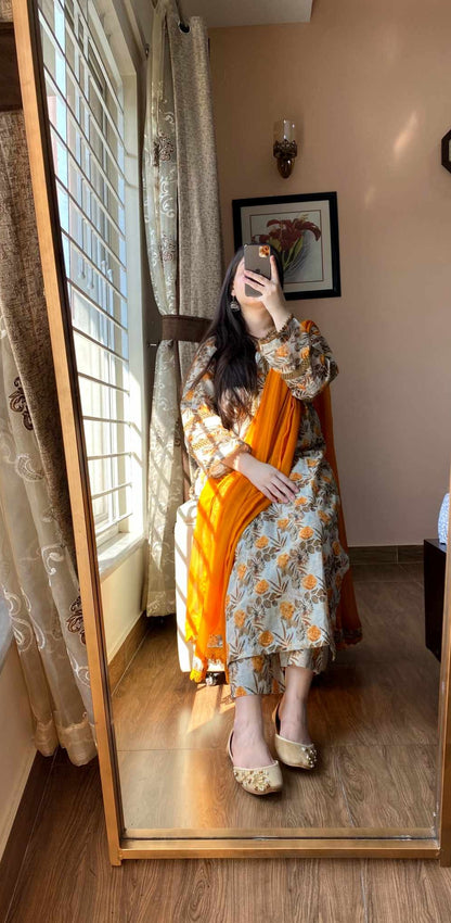 3 Piece - Lawn Printed Stitched Dress - 085