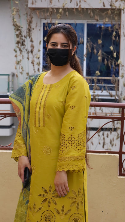 3 Piece Luxury Embroidered Lawn Stitched Dress - Fancy 114