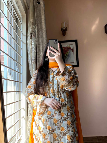 3 Piece - Lawn Printed Stitched Dress - 085