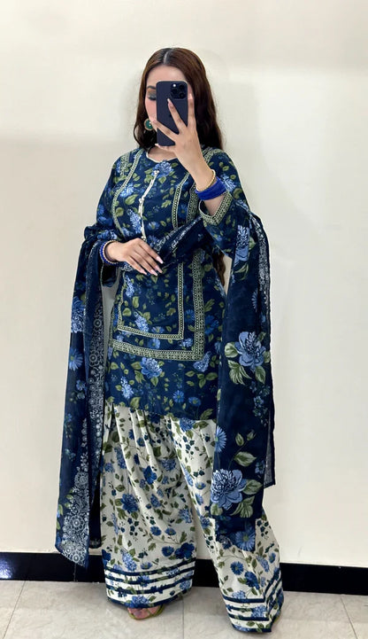 3 Piece Lawn Printed Stitched Dress - 018