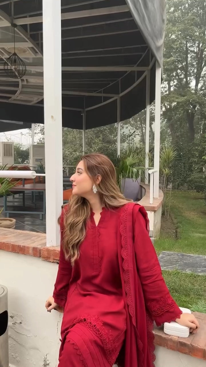 3 Piece Soft Karandi Stitched Dress - O46